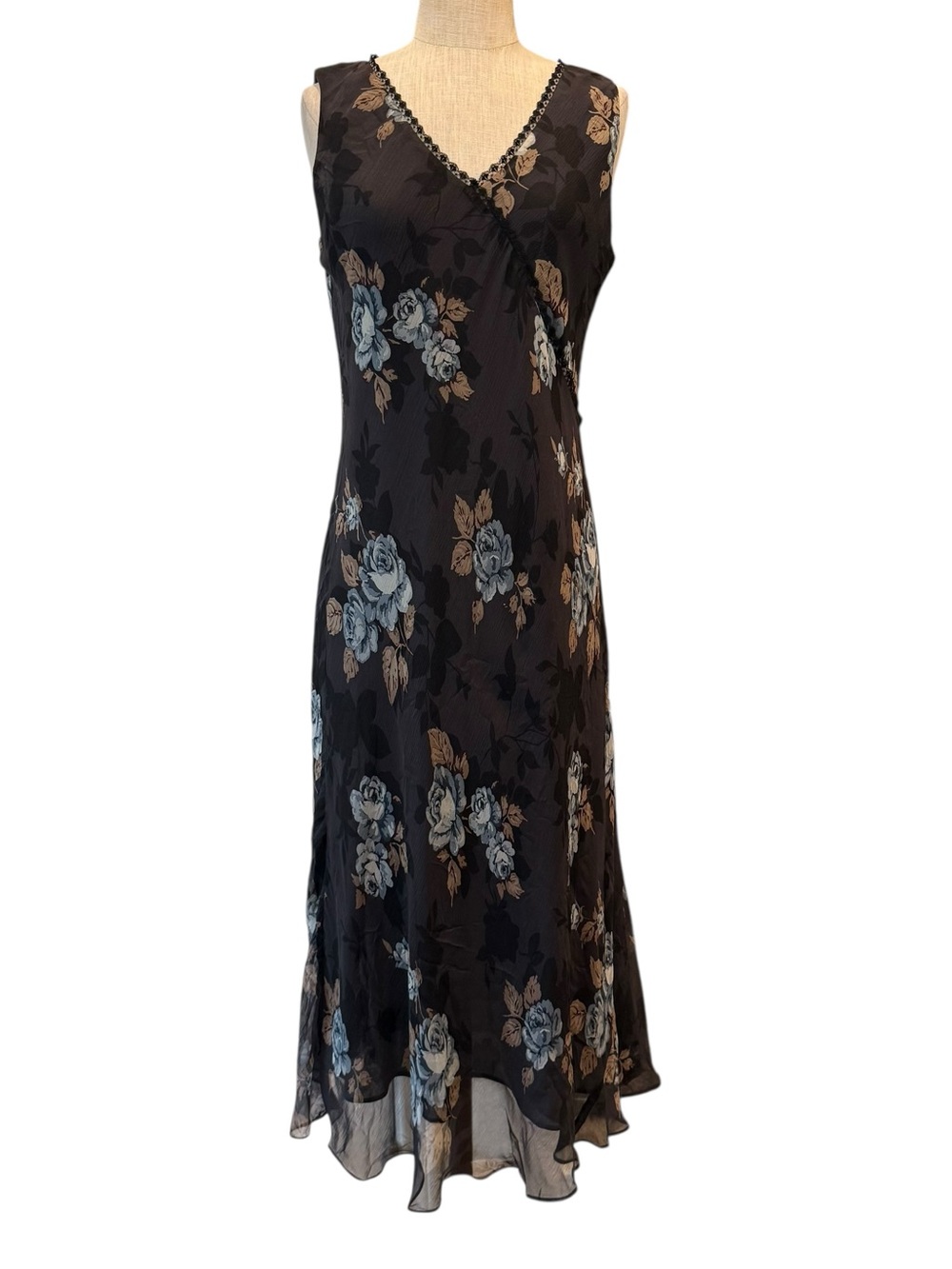 Charter Club silk dark floral midi dress
